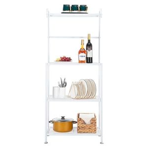 HODELY Scaffale da Cucina in Ferro Battuto Bianco a 4 Ripiani con Griglia Metallica - Product Image 5