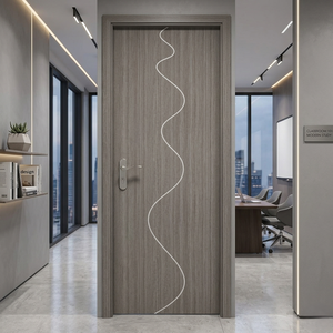 Puerta de diseño compuesto de madera 100% impermeable, antimoho y anti termitas, puerta interior de PVC WPC para casas, fácil de instalar. - Product Image 1