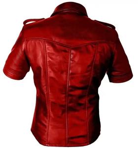 Chemises en cuir pour hommes sur mesure, vente en gros, manches longues, meilleure qualité, chemises en cuir à manches boutonnées unies - Product Image 4