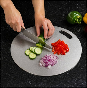 Tablas de cortar rectangulares de acero inoxidable, tabla de cortar de cocina de alta calidad, cortador de verduras, tabla de cortar frutas, juego de 2 piezas - Product Image 5