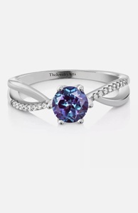 Anillo de compromiso de alejandrita de corte redondo, anillo de diamantes, anillo de boda, anillo de piedra de alejandrita, anillo de aniversario único, anillo de promesa - Product Image 4