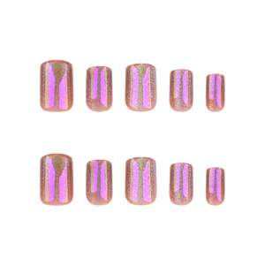 Faux Ongles de Luxe Rose Bling de Haute Qualité, Design Acrylique 3D Personnalisé, à Presser, Courts <span class=keywords><strong>Nude</strong></span> avec Boîte, Plaque pour Ongles - Product Image 3