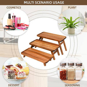 Eco-Friendly Stackable Wooden Serving <b>Trays</b> with Foldable Legs Dishwasher Safe Easy <b>Storage</b> for Residential Use - Product Image 3
