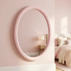 Miroir mural minimaliste ovale rose clair encadré pour chambre à coucher et salle de bain - Product Image 1