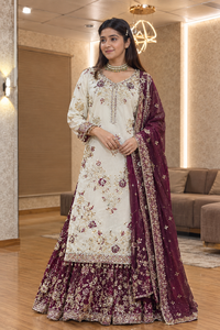 QUNOOT CLOSET Ethnic Salwar Kameez Women Indian <b>Pakistani</b> <b>Wedding</b> Wear Silk Embroidered Traditional Style Regular Length Quick - Product Image 2