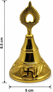 Campana de Latón para Puja, Decoración para Templo en Casa, Campana Tradicional Hindú para Oración, Decoración para Mandir, Campana Vintage de Latón para Sala de Meditación - Product Image 3