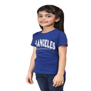 T-shirt à col rond 100% coton personnalisé pour filles disponible dans différentes méthodes et matériaux d'impression main à vendre - Product Image 1