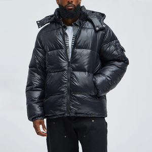 Veste matelassée unisexe sur mesure, style décontracté, col montant brillant, à capuche, vente en gros, toutes tailles - Product Image 1