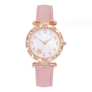Vente en gros usine : Ensemble montre à quartz pour femme, bracelet en cuir, avec bracelet papillon simple et original, et aiguilles en verre - Product Image 5