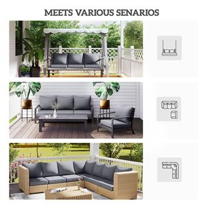 Set di 8 Cuscini Grigi per Sedie da Patio con Seduta e Schienale, Resistenti allo Sbiadimento, per Uso Esterno - Product Image 6