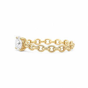 Bague de mode minimaliste en or massif 10K, avec diamant de laboratoire rond couleur DEF, clarté VS VVS, style maillon de chaîne, bague de fiançailles - Product Image 4