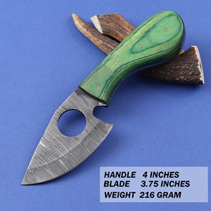 Couteau de Découpe à Lame Fixe en Damas Forgé Sur Mesure, Manche en Pakka, Étui en Cuir, OEM, Manche Plein, Couteau Utilitaire Compact pour le Camping - Product Image 2