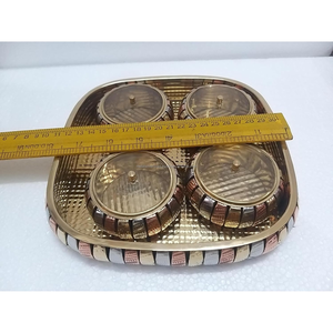 ชามเสิร์ฟขนมทองเหลืองพร้อมถาดทำด้วยมือชามถั่ววันที่ขนาดกลาง - Product Image 5