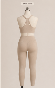 Conjunto de Leggings Beige para Mujer, Sujetador Deportivo, Ropa Deportiva para Yoga, Ropa de Fitness, Etiqueta Privada Personalizada, OEM, ODM - Product Image 2