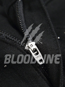 กางเกงยีนส์ขาตรงทรงสลิมฟิตสีดำสำหรับผู้ชาย BLOODLINE พร้อมงานปักเลื่อมรูปดาว ผ้าฝ้ายเดนิม สไตล์สตรีทแวร์สำหรับฤดูใบไม้ร่วง - Product Image 3