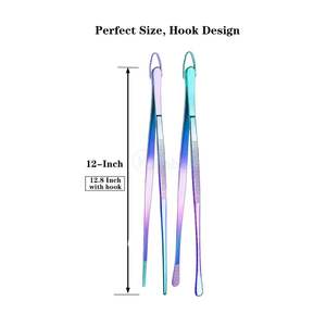 Pinzas de cocina de acero inoxidable multicolor con revestimiento iridiscente arcoíris, pinzas de precisión para chef, decoración culinaria - Product Image 2