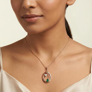 Collar con Colgante de Diamante Natural de 0.10 Quilates, Corte Brillante Redondo, Color H-I, Claridad VS-SI, Oro Sólido, Clásico Solitario para Mujer - Product Image 1