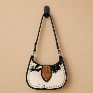 Western Genuine Leather Cowhide Shoulder <b>Handbag</b> for Women | Handmade Boho Vintage Purse Single Strap Eco-Friendly Durable - Product Image 1