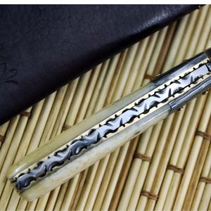 Couteau de chasse en acier Damas avec étui en cuir, lame à pointe tombante, bord droit, couteau de camping et de survie pour l'extérieur - Product Image 5