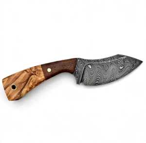 Couteau de camping d'extérieur à lame fixe en acier Damas artisanal avec manche en bois bicolore - Product Image 5