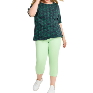 Haut pour femme grande taille, coupe classique, vert marine, en coton et polyester, personnalisé, pour commande en gros, imprimé AOP, col rond, manches courtes - Product Image 3