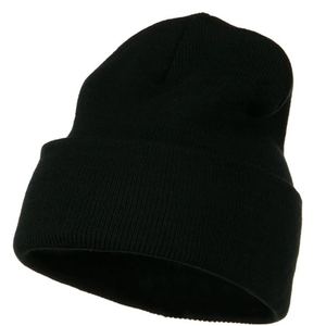 Unisex Black Ribbed Knit Beanie Hat 100% Acrylic Warm Cuffed <b>Winter</b> <b>Cap</b> Casual Style for Adults - Product Image 1