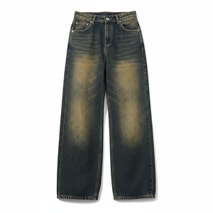 Pantalones Vaqueros Anchos de Cintura Alta, Lavado Ácido, Multicolor, Estilo Vintage, Desgastados, Personalizados por el Fabricante, para Hombre - Product Image 1