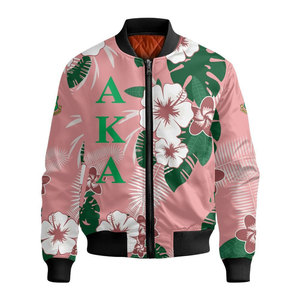 เสื้อแจ็คเก็ตบอมเบอร์สีชมพู AKA College พร้อมลายตราสัญลักษณ์และลายพิมพ์ 08 Pretty Girls เสื้อแจ็คเก็ตบอมเบอร์แบบสวมใส่ได้ทั้งชายและหญิง มีซิปด้านหน้า ผลิตจากโพลีเอสเตอร์ - Product Image 5