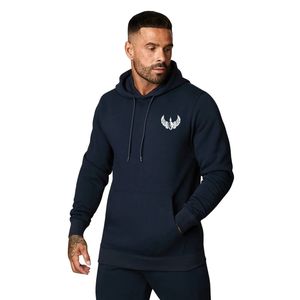 <b>Mens</b> <b>Navy</b> Blue Pullover Hoodie Casual <b>Fleece</b> Sweatshirt Long Sleeve Athletic Gymwear Activewear Hoodie - Product Image 1