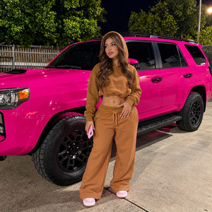 Custom <b>brushed</b> cotton fleece womens sweatsuit sweatsuit set matching sweatsuit for streetwear brands - Product Image 6