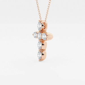 Pendentif Croix Flottante en Diamant de Laboratoire Rond et Oval 1 CTW, Collier Élégant de Foi, Cadeau pour Femme - Product Image 5