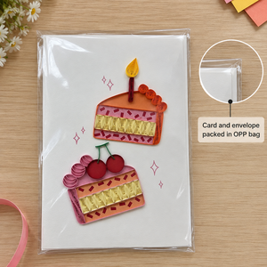 Carte de vœux artisanale de haute qualité en quilling, thème gâteau et cerises, pour anniversaire, papeterie cadeau, fabricant - Product Image 6