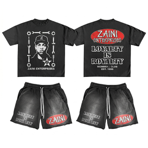 Ensemble T-shirt et short décontracté ZAINI 2026 pour homme, col rond, 100 % polyester, haute qualité, respirant, imprimé en relief, sur mesure - Product Image 1