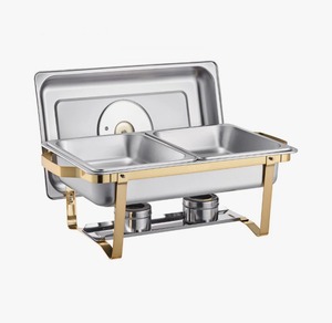 Premium 4 Qt Rectangular Chafing Dish Set Gold Stainless Steel <b>Buffet</b> <b>Warmer</b> At Cheap Price - Product Image 3