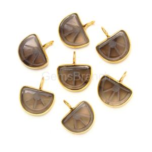 AAA Smoky Quartz Orange Fruit Carved Gemstone <b>Charm</b> Pendant Sterling <b>Silver</b> Gold Vermeil Jewelry Natural Healing Crystal Pendant - Product Image 5
