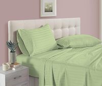 Parure de draps de luxe tissée de qualité hôtelière, 4 pièces, 300 fils, 100 % polyester satiné à rayures, respirante, durable, toutes saisons