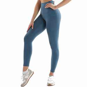 Custom Wholesale Women's Mid Waist Yoga Leggings <b>Tummy</b> <b>Control</b> Casual Cotton Bamboo Gym Training Pants - Product Image 5