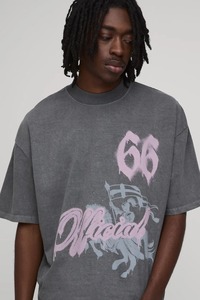 Camiseta de algodón para hombre, corte holgado y extragrande, hombros caídos, estilo casual y urbano, tela gruesa. - Product Image 2