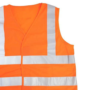 Gilet de chantier à 15 poches, orange haute visibilité, classe 3 ANSI, en maille polyester, fermeture éclair sur le devant, réfléchissant noir - Product Image 4