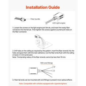 150 pz Kit di luci del tetto a stella in fibra ottica luci del tetto per la casa e Auto Auto illuminazione interna - Product Image 5