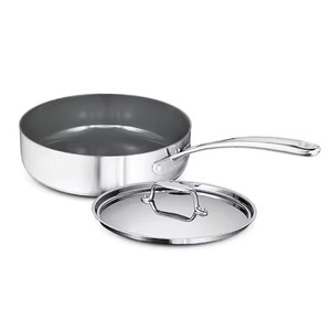 Most Popular Non Stick <b>Stainless</b> <b>Steel</b> Frying <b>Pan</b> Flat Metal Lid Long Ergonomic Handle Deep Sauté Skillet Cookware <b>Pan</b> - Product Image 1