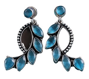 Trusted Supplier Oxidized <b>Silver</b> Blue Stone <b>Dangle</b> <b>Earrings</b> for Women | Bulk Supplier Jewelry Direct Factory Manufacturer - Product Image 5