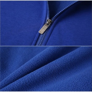 Men's Hooded Zip-Up Sweatshirt Solid Color Casual Knitted Regular Fit Winter Blue Long Sleeve Pocket Design Embroidered French - Product Image 4