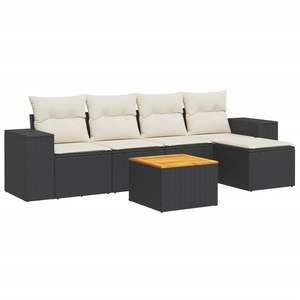 Ensemble de canapés de patio modulaires en rotin PE noir avec coussins en mousse haute densité, mobilier de jardin extérieur, design contemporain, imperméable - Product Image 4