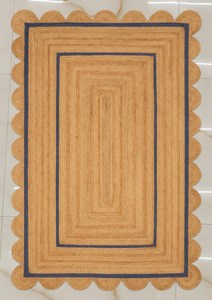 Alfombra de Yute Tejida a Mano Estilo Rústico Chic con Borde Festoneado para Decoración del Suelo - Product Image 6