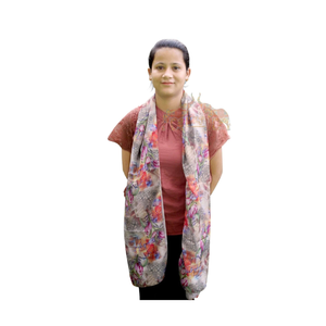 Écharpes et foulards imprimés en soie indienne pour femmes, lots en gros, foulards de cou, bandeaux pour cheveux, multicolores, cadeau ethnique, style bohème chic - Product Image 1