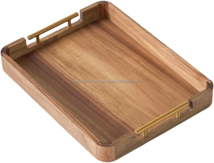 Plateau de service en bois en forme de rectangle poignée plateaux en bois en vrac pour équipement de cuisine d'hôtel vaisselle de restaurant décorative - Product Image 5