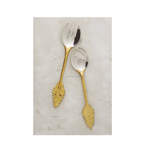 ขอแนะนำชุดช้อนส้อมโลหะดีไซน์ไม่เหมือนใครชุดเครื่องใช้บนโต๊ะอาหารสำหรับงานแต่งงานงานขัดทองใช้ซ้ำได้ - Product Image 1