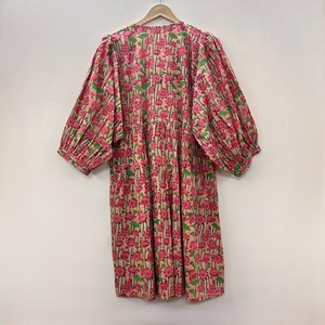 Vestido Casual Midi para Mujer, Tejido 100% Algodón, Liso, Manga Corta, Cintura Imperio, Estilo Babydoll, Cuello en V, Holgado, Funcional - Product Image 4