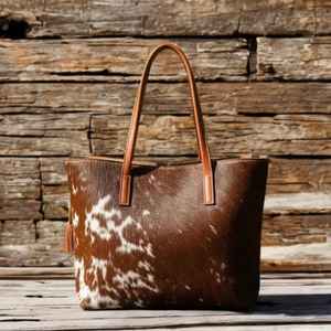 Sac fourre-tout classique en cuir véritable à poils, sac à bandoulière ouvert pour l'été, sac à main multifonction tendance LHTB-0022 - Product Image 3